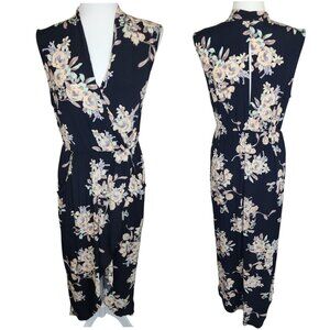 ASTR Floral Wrap Maxi Dress Black Cream Size Medium